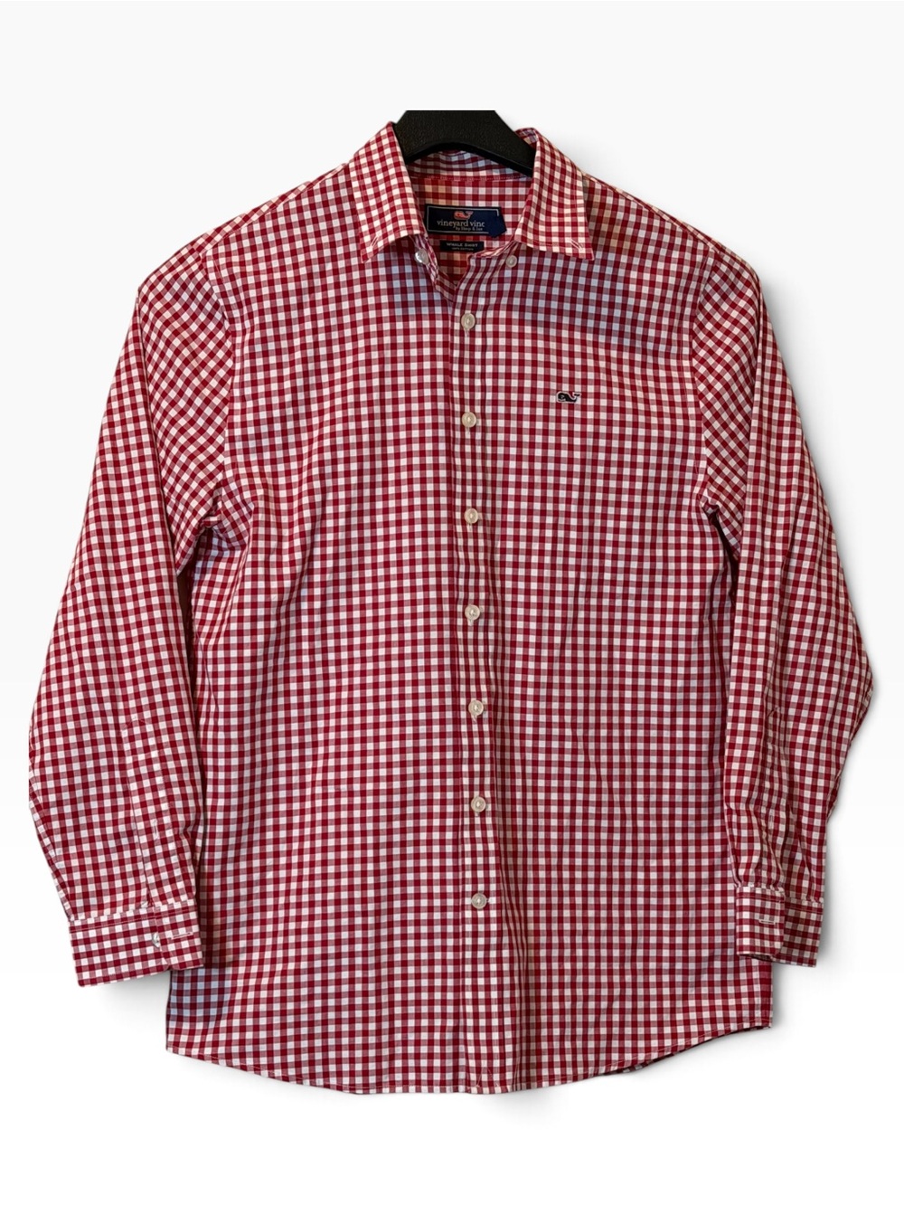 Vineyard Vines Red and White Gingham Long-Sleeve Button-Down Shirt Boys Sz L 16